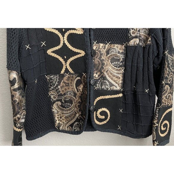 Sandy Starkman Women's L Knit Tapestry Blazer Jacket Buttons - Picture 3 of 10